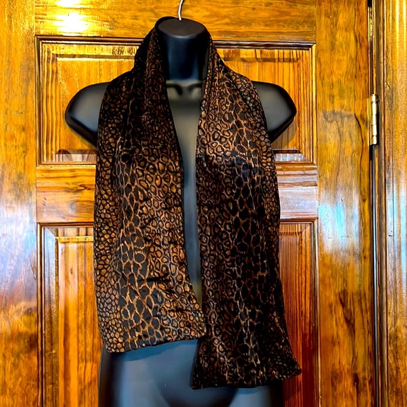 Accessories - Velvet Animal Print & Black Scarf
